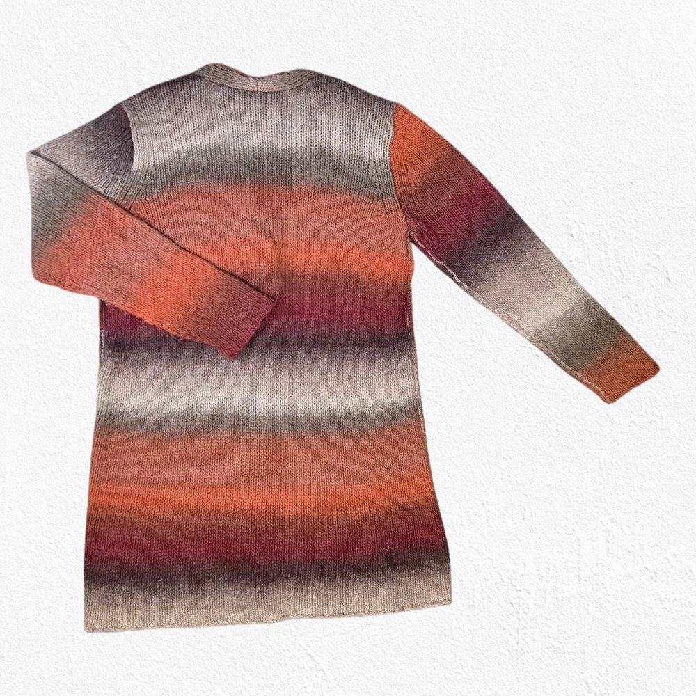 J. Jill Orange Ombre Striped Wool Blend Cardigan Sweater Button Front Size MP